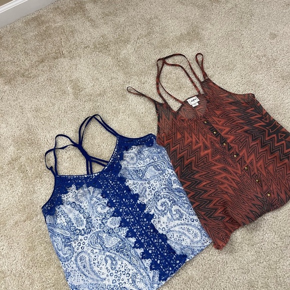 DayTrip Strappy Sheer Tank Tops Lot 2 Women’s Size Medium Blue/Orange Polyeste - Picture 2 of 15
